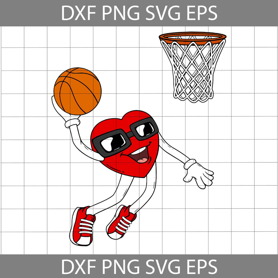 Heart Playing Basketball Svg, Valentine's Day svg, Gift Svg, Cricut File, Clipart, Svg, Png, Eps, Dxf