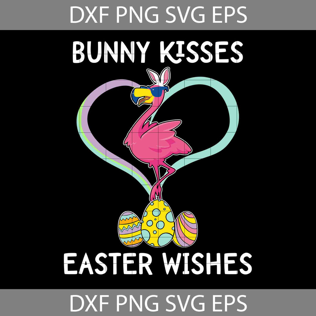 Bunny Kisses Easter Wishes Svg, Flamingo Svg, Heart Svg, Valentine's Day Svg, Cricut File, Clipart, Svg, Png, Eps, Dxf