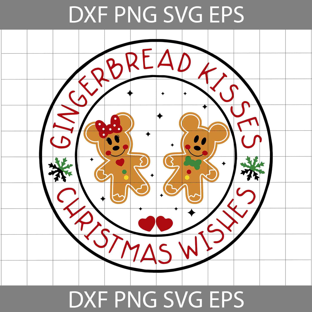 Gingerbread kisses christmas wishes SVG, ginger kisses SVG, Gingerbread christmas Svg, Christmas Svg, Cricut File, Clipart, Svg, Png, Eps, Dxf