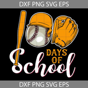 Baseball 100 Days of School Svg, Happy 100th Day Svg, Cartoon Svg, Cricut File, Clipart, Svg, Png, Eps, Dxf