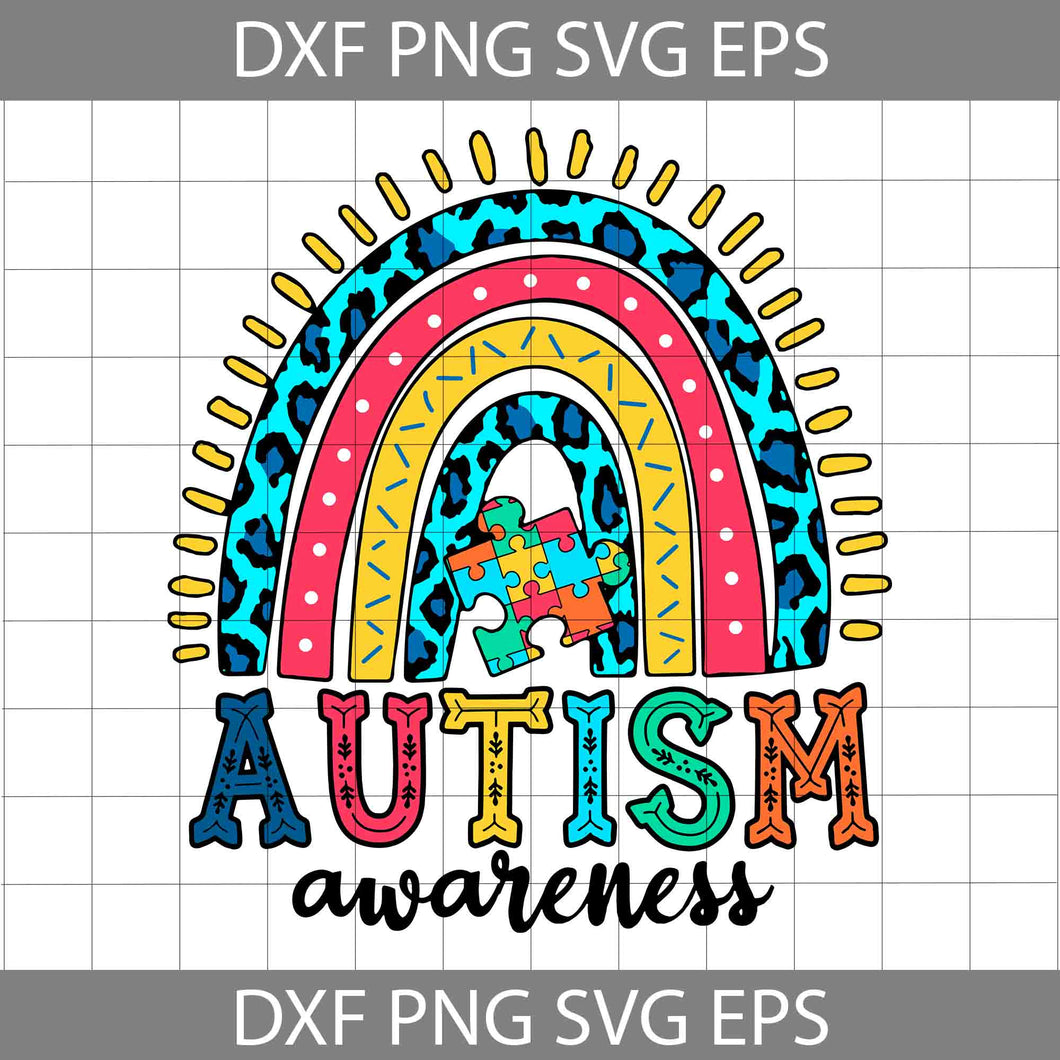 Autism Awareness Rainbow Piece Svg, Cricut File, Clipart, Svg, Png, Eps, Dxf