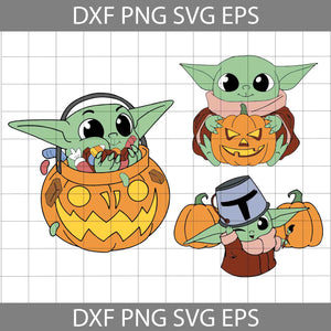 Halloween Baby Grogu Svg, Halloween Bundle Svg, Pumpkin Svg, Halloween Svg, Cricut File, Clipart, Svg, Png, Eps, Dxf