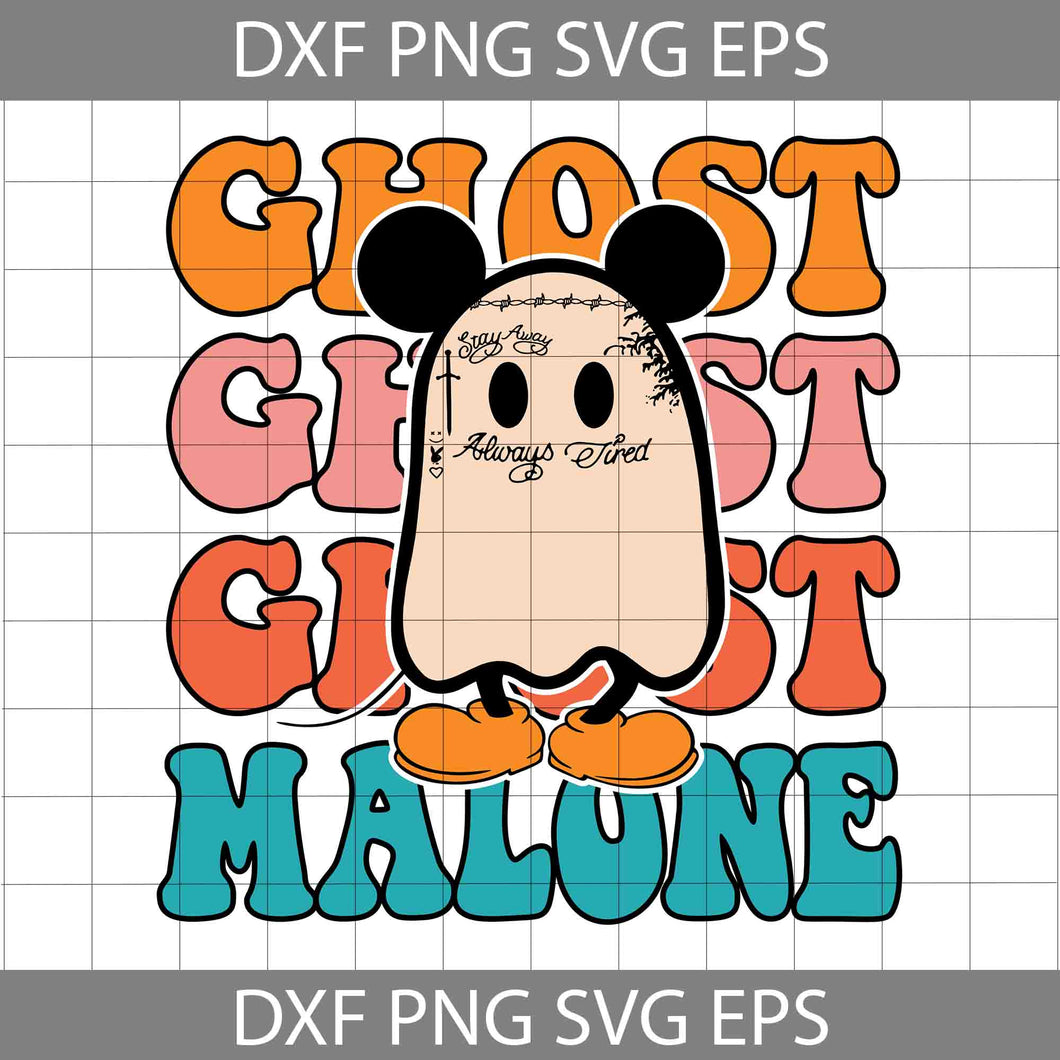 Mickey Ghost Malone SVG, Cute Ghost Mickey SVG, Funny Ghost Halloween Svg, Halloween Svg, Cricut File, Clipart, Svg, Png, Eps, Dxf