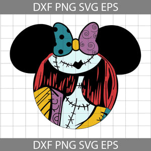 Sally SVG, Minnie Mouse Head Sally SVG, Sally Nightmare Before Christmas Svg, Halloween Svg, Cricut File, Clipart, Svg, Png, Eps, Dxf