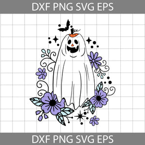 Floral Ghost Pumpkin Head Svg, Halloween Ghost Svg, Cute Ghost Svg, Halloween Svg, Cricut File, Clipart, Svg, Png, Eps, Dxf