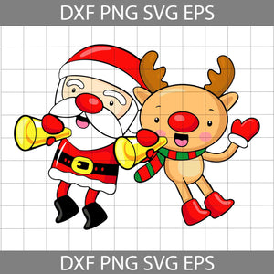 Santa And Reindeer Merry Christmas Svg, Christmas Svg, Reindeer Svg, Christmas Svg, Cricut File, Clipart, Svg, Png, Eps, Dxf