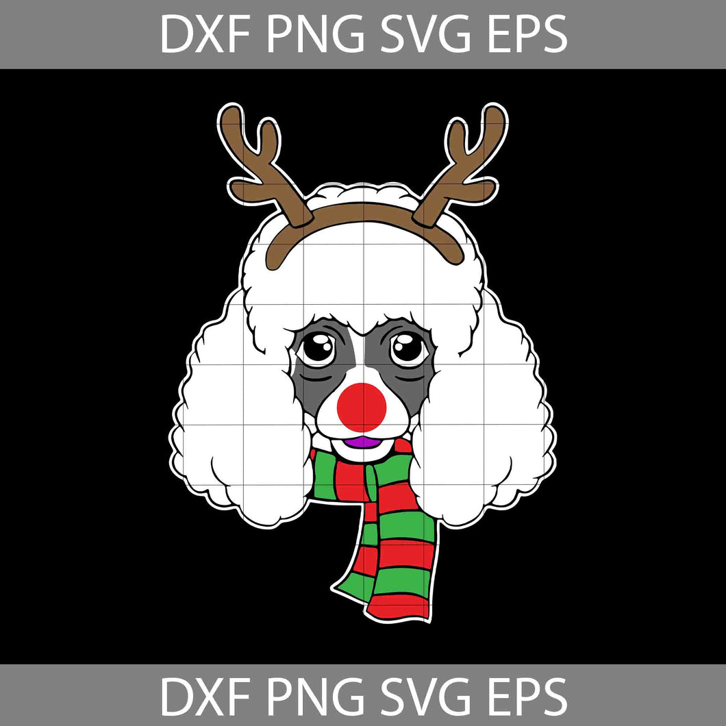 Christmas Dog Svg, Xmas Reindeer Poodle Svg, Christmas Svg, Cricut File, Clipart, Svg, Png, Eps, Dxf