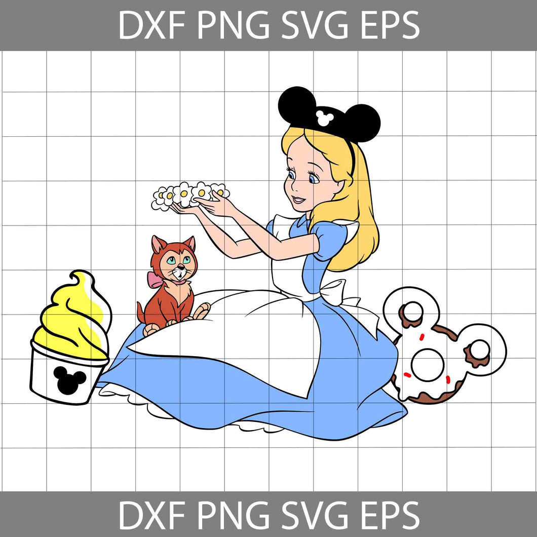 Alice Mickey SVG, Alice With Balloon Svg, Cartoon Svg, Cricut File, Clipart, Svg, Png, Eps, Dxf