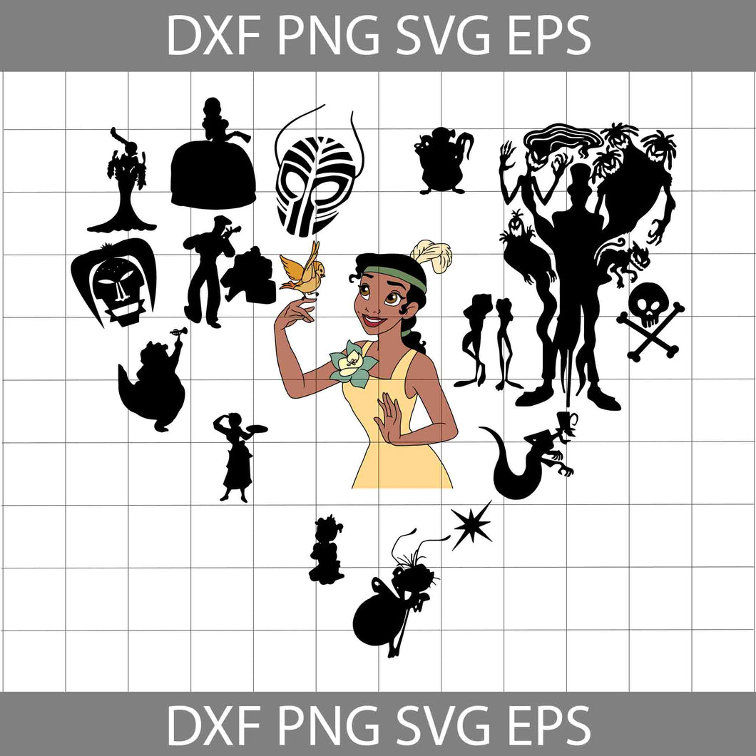 The Princess And The Frog SVG, Tiana SVG, Princess And The Frog Characters Svg, Cartoon Svg, Cricut File, Clipart, Svg, Png, Eps, Dxf