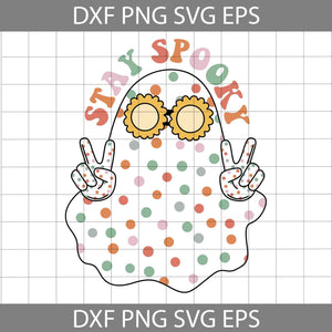 Stay Spooky Svg, Groovy Halloween Ghost Stay Spooky Svg, Halloween Svg, Cricut File, Clipart, Svg, Png, Eps, Dxf