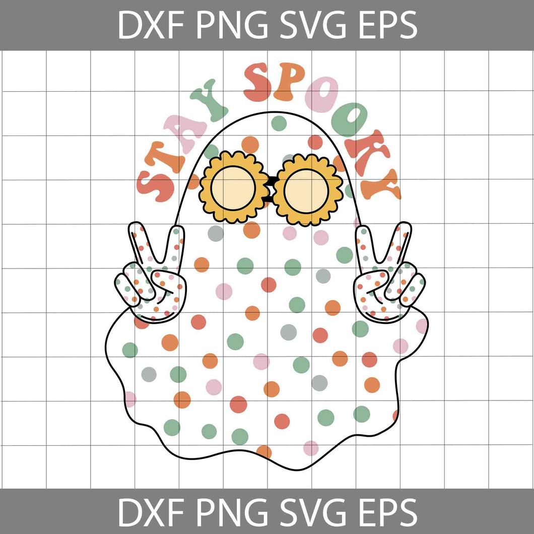 Stay Spooky Svg, Groovy Halloween Ghost Stay Spooky Svg, Halloween Svg, Cricut File, Clipart, Svg, Png, Eps, Dxf