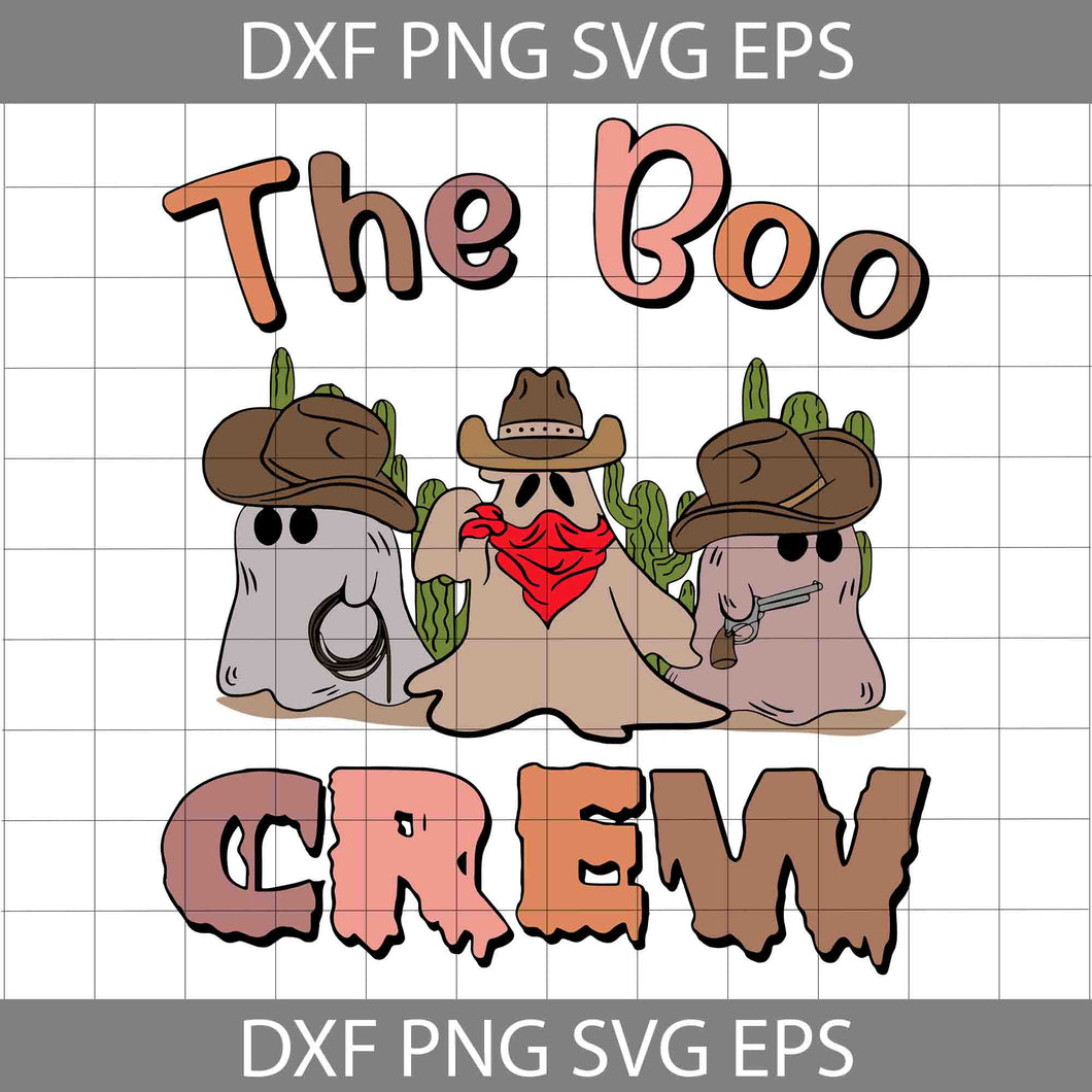 Ghost Cowboys The Boo Crew Retro SVG, Funny Halloween Western Ghost Svg, Halloween Svg, Cricut File, Clipart, Svg, Png, Eps, Dxf