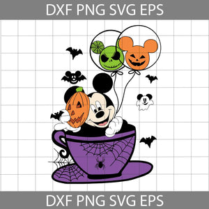 Mouse Coffee Svg, Balloon And Pumpkin Halloween Svg, Halloween Svg, Cricut File, Clipart, Svg, Png, Eps, Dxf