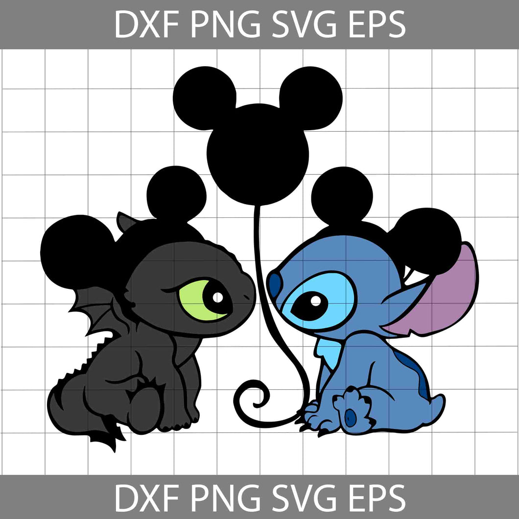 Balloon Toothless Stitch Svg, Toothless And Stitch Svg, Toothless Best Friend Svg, Cartoon Svg, Cricut File, Clipart, Svg, Png, Eps, Dxf