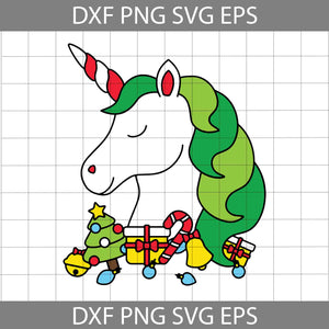 Cute christmas unicorn head with christmas Svg, Christmas Svg, Cricut File, Clipart, Svg, Png, Eps, Dxf