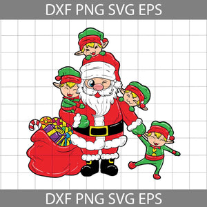 Santa Claus with Elves Christmas Svg, Christmas Svg, Cricut File, Clipart, Svg, Png, Eps, Dxf