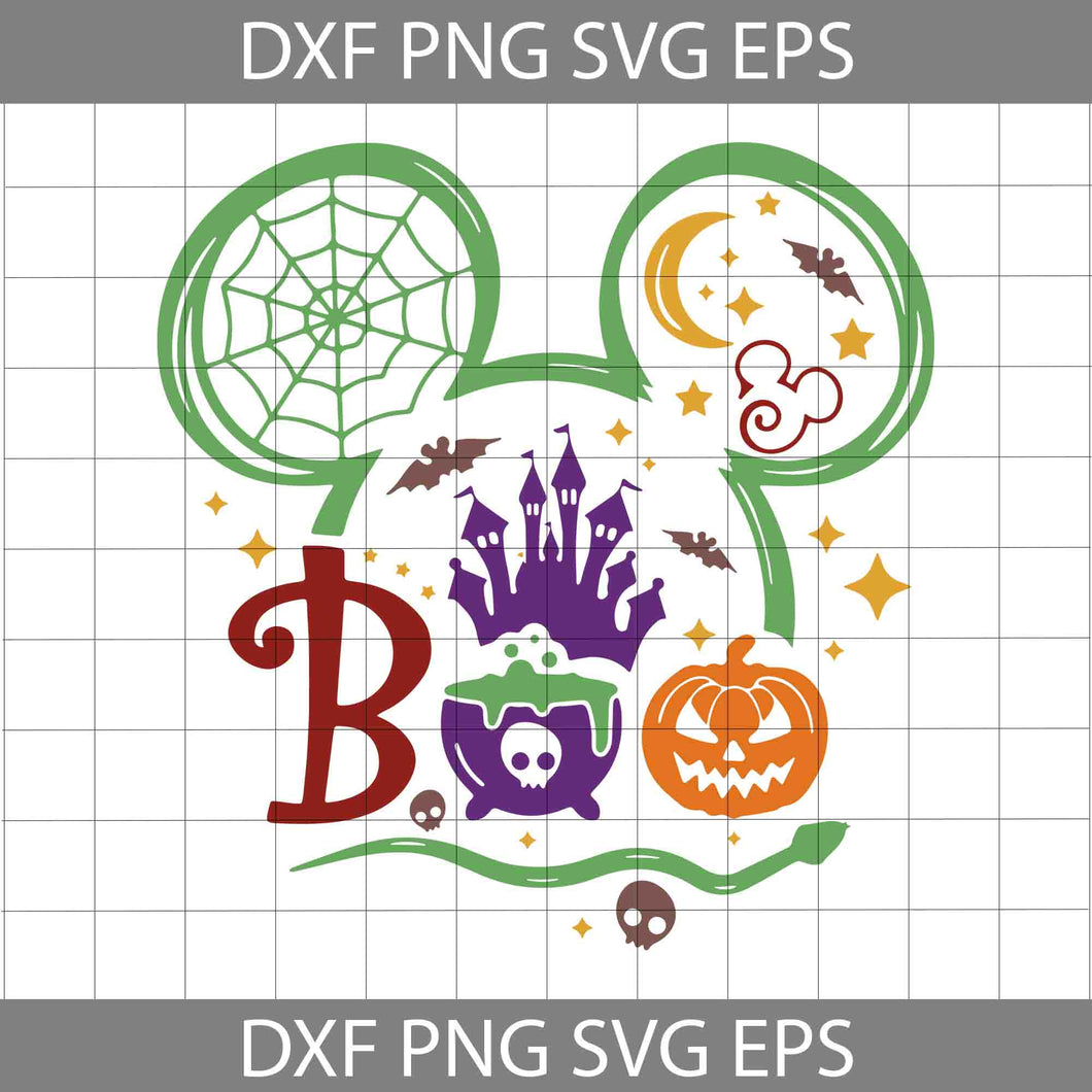 Halloween Boo SVG, Mickey Pumpkin Svg, Halloween Svg, Cricut File, Clipart, Svg, Png, Eps, Dxf