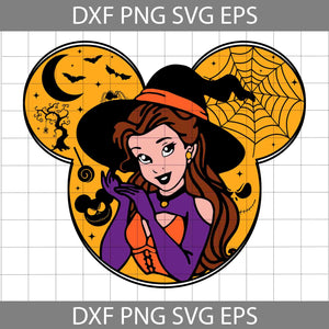 Mickey Ears Belle Witches Svg, Halloween Belle Svg, Halloween Party Svg, Halloween Svg, Cricut File, Clipart, Svg, Png, Eps, Dxf