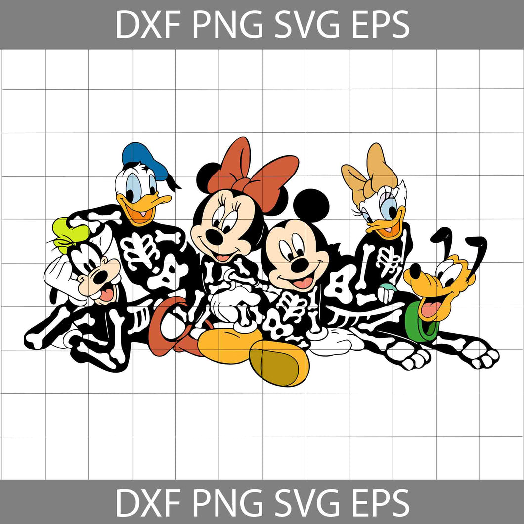 Mickey And Friends Skeleton Costume SVG, Halloween Masquerade Svg, Halloween Svg, Cricut File, Clipart, Svg, Png, Eps, Dxf