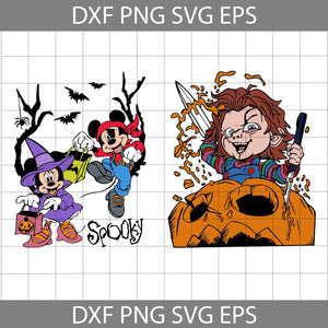 Spooky Mickey Minnie Halloween SVG, Pumpkin Svg, Halloween Svg, Cricut File, Clipart, Svg, Png, Eps, Dxf