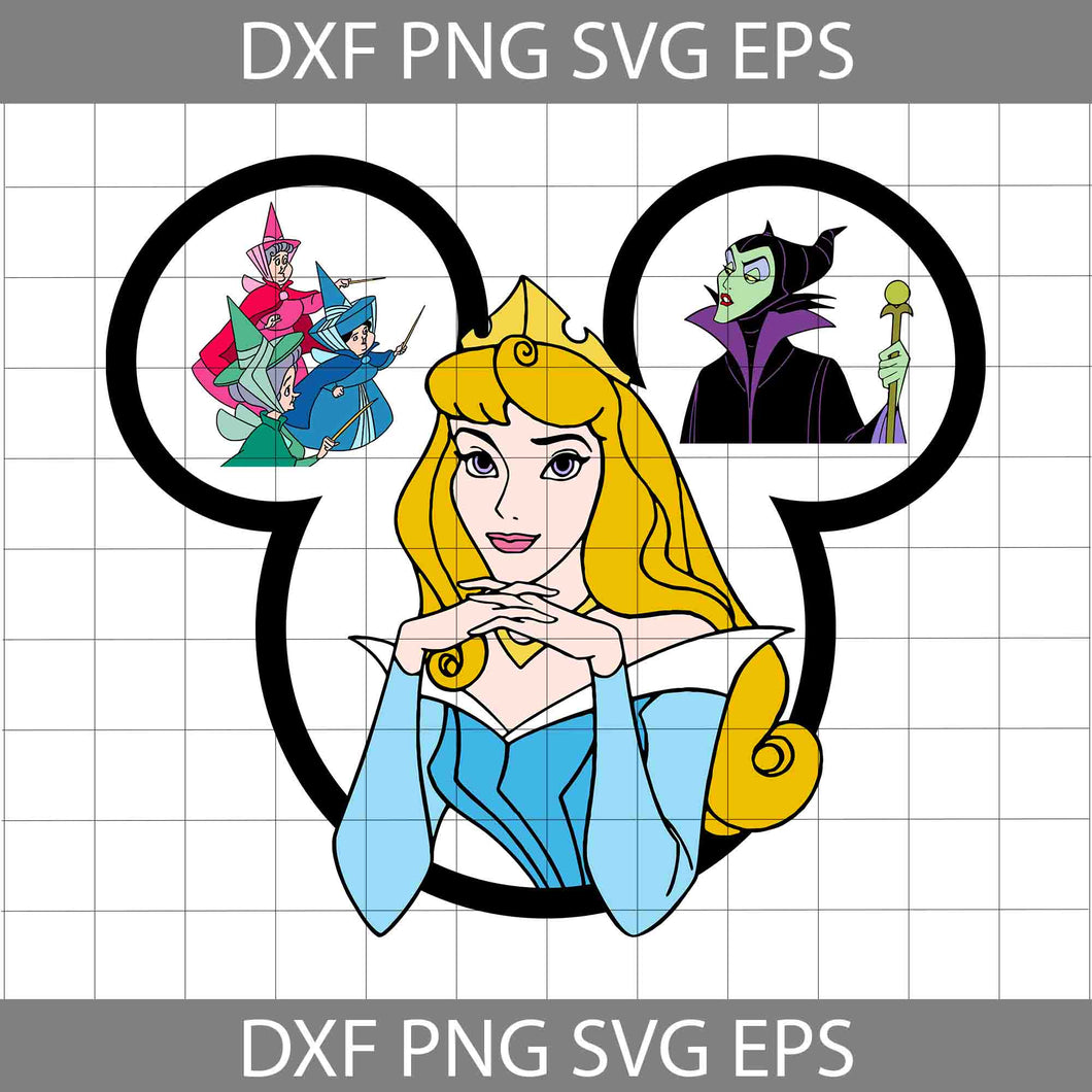 Aurora And Maleficent Mouse Svg, Aurora Svg, Sleeping Beauty Svg, Cartoon Svg, Cricut File, Clipart, Svg, Png, Eps, Dxf