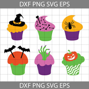 Halloween Cupcake Bundle Svg, Cupcake Svg, Halloween Svg, Cricut File, Clipart, Svg, Png, Eps, Dxf