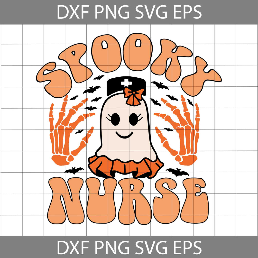 Spooky Nurse Ghost Bow Svg, Halloween Ghost Bow Svg, Spooky Nurse Svg, Halloween Svg, Cricut File, Clipart, Svg, Png, Eps, Dxf