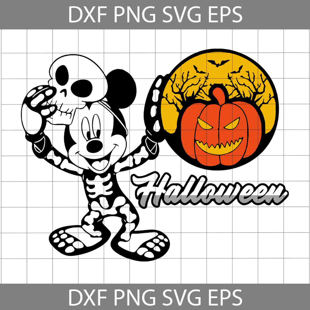 Happy Halloween Svg, Skeleton Mouse Svg, Halloween Svg, Cricut File, Clipart, Svg, Png, Eps, Dxf