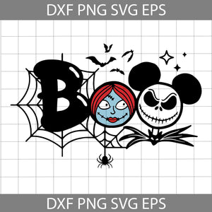 Boo Mickey Jack And Sally SVG, Mickey Jack SVG, Kids Halloween Svg, Halloween Svg, Cricut File, Clipart, Svg, Png, Eps, Dxf