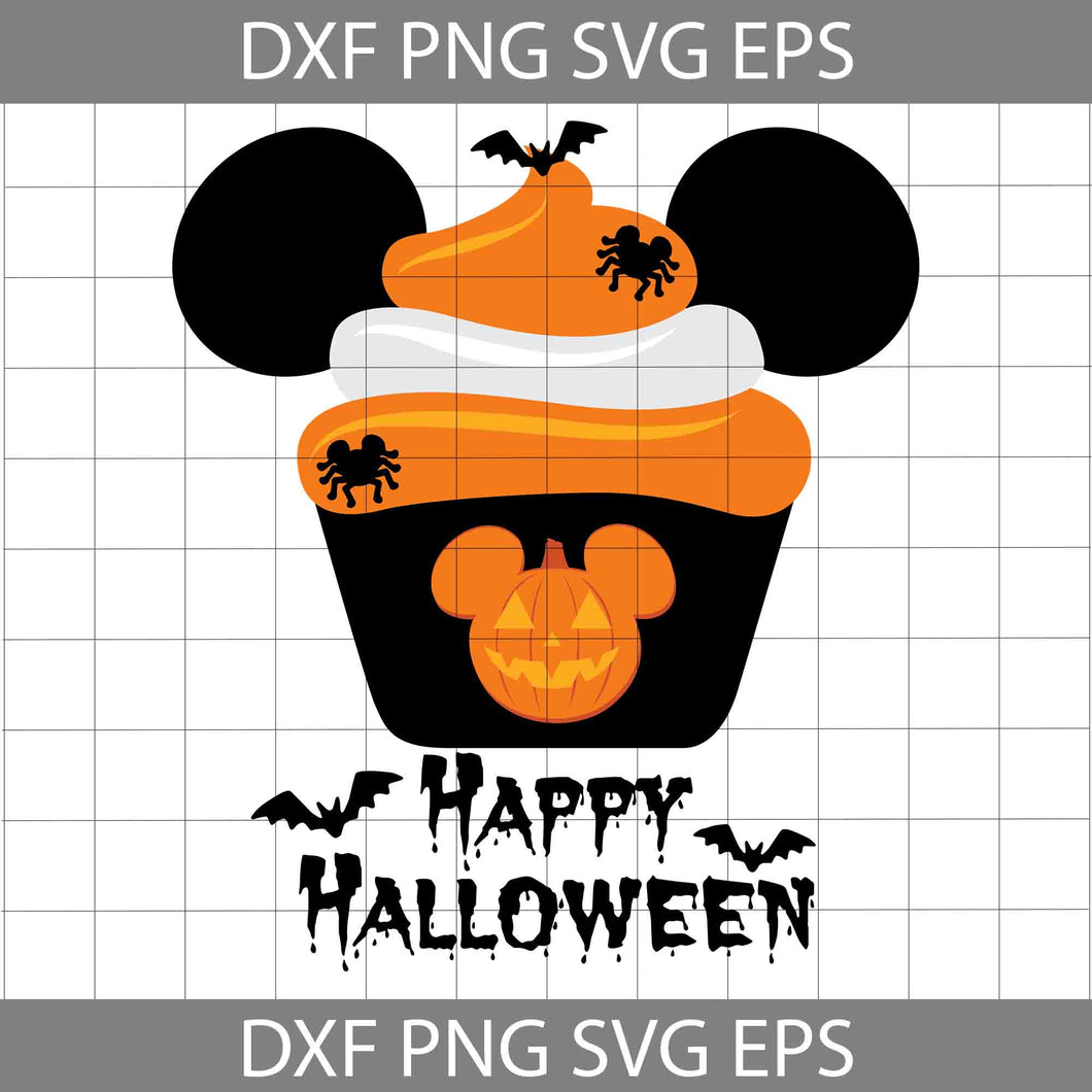 Happy Halloween Cupcake Svg, Halloween Svg, Cricut File, Clipart, Svg, Png, Eps, Dxf