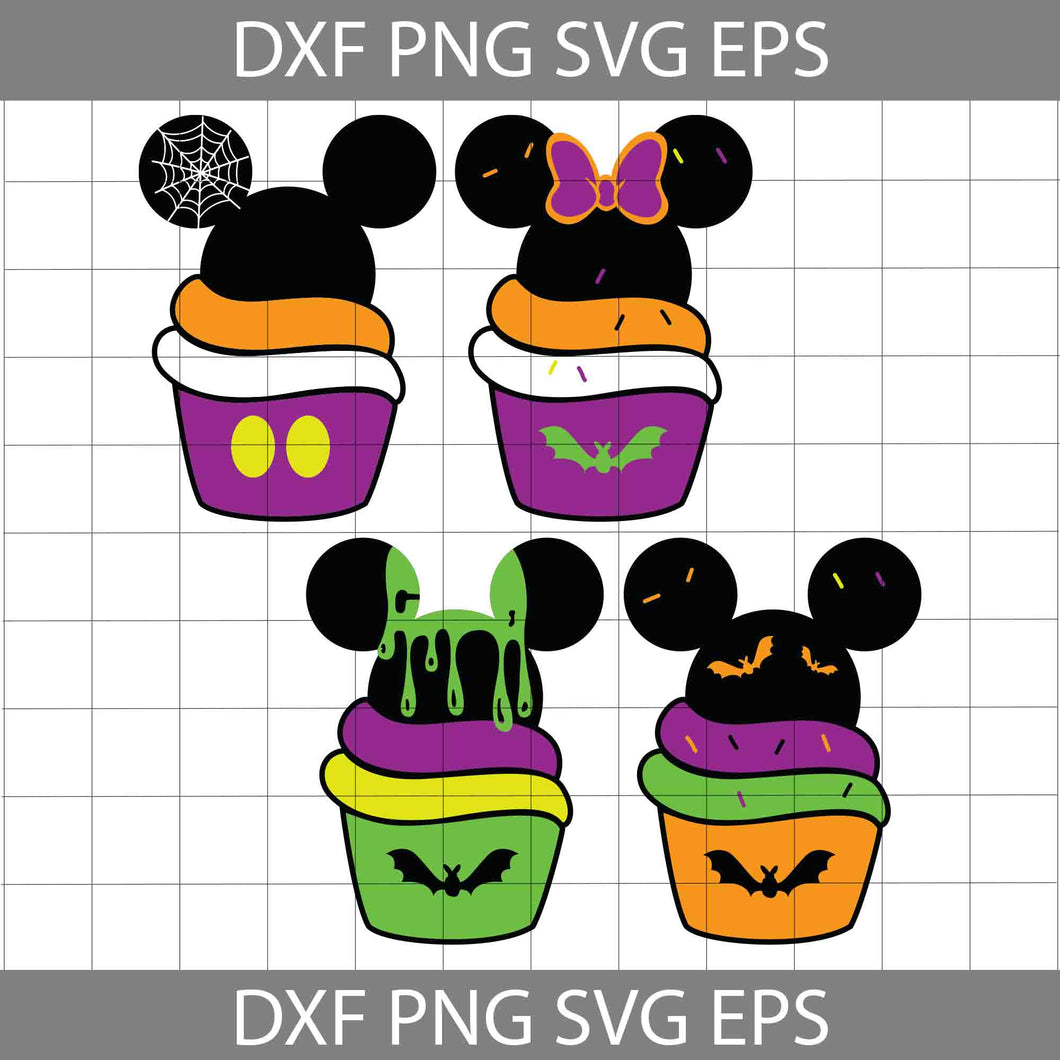 Mickey Cupcakes Svg, Bundle, Halloween Svg, Cricut File, Clipart, Svg, Png, Eps, Dxf