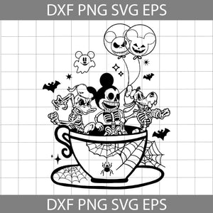 Mickey And Friends Skeleton Svg, Jack skellington Balloon Svg, Halloween Svg, Cricut File, Clipart, Svg, Png, Eps, Dxf