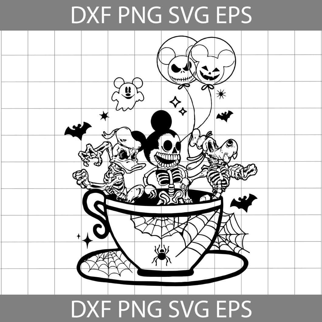 Mickey And Friends Skeleton Svg, Jack skellington Balloon Svg, Halloween Svg, Cricut File, Clipart, Svg, Png, Eps, Dxf