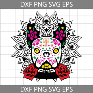 Sugar Skull French Bulldog SVG, Sugar Skull Dog SVG, Day Of The Dead SVG, Dia De Los Muertos Svg, Halloween Svg, Cricut File, Clipart, Svg, Png, Eps, Dxf