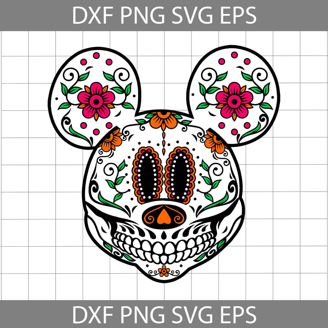 Sugar Skull Mouse SVG, Mouse Inspired Day of The Dead SVG, Dia De Los Muertos SVG, Day of The Dead SVG, Cartoon Svg, Halloween Svg, Cricut File, Clipart, Svg, Png, Eps, Dxf