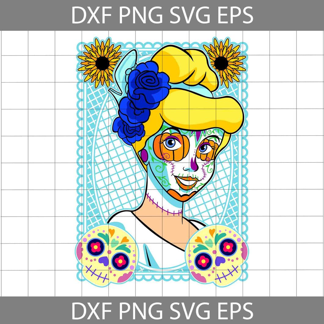 Princess Sugar Skull SVG, Princess Sugar Skull SVG, Princess Day of The Dead SVG, Halloween Svg, Cricut File, Clipart, Svg, Png, Eps, Dxf