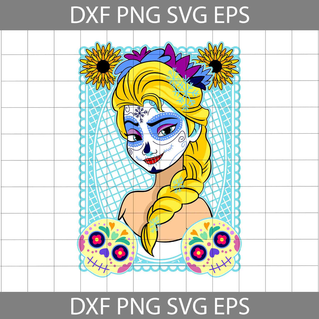 Princess Sugar Skull SVG, Princess Sugar Skull SVG, Princess Day of The Dead SVG, Halloween Svg, Cricut File, Clipart, Svg, Png, Eps, Dxf