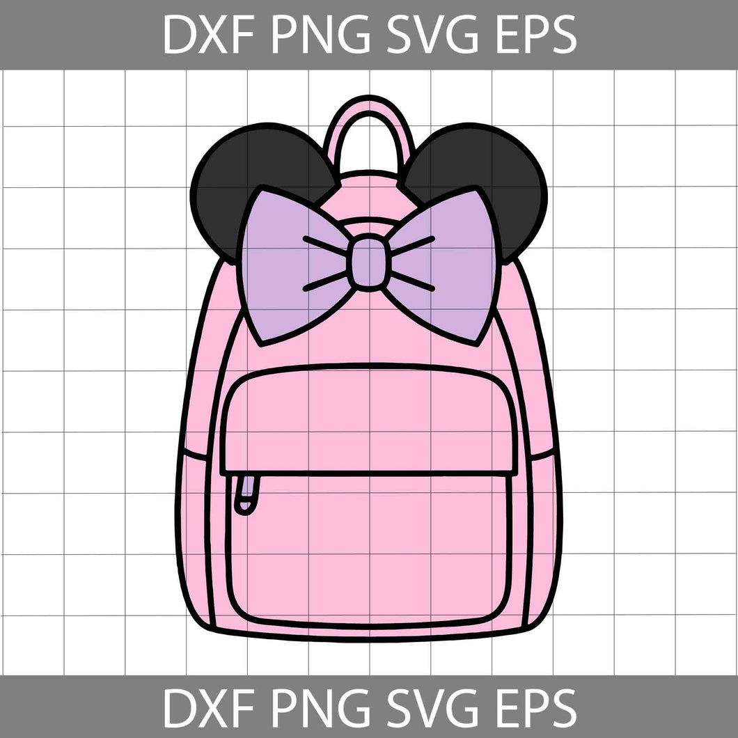 Mouse Backpack Svg, School Svg, Kindergarten School Svg, Minnie Mouse Svg, Cartoon Svg, Cricut File, Clipart, Svg, Png, Eps, Dxf