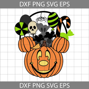 Mickey Trick Or Treat Bucket SVG, Mickey Pumpkin Halloween SVG, Spooky Halloween Candy Garland Svg, Halloween Svg, Cricut File, Clipart, Svg, Png, Eps, Dxf