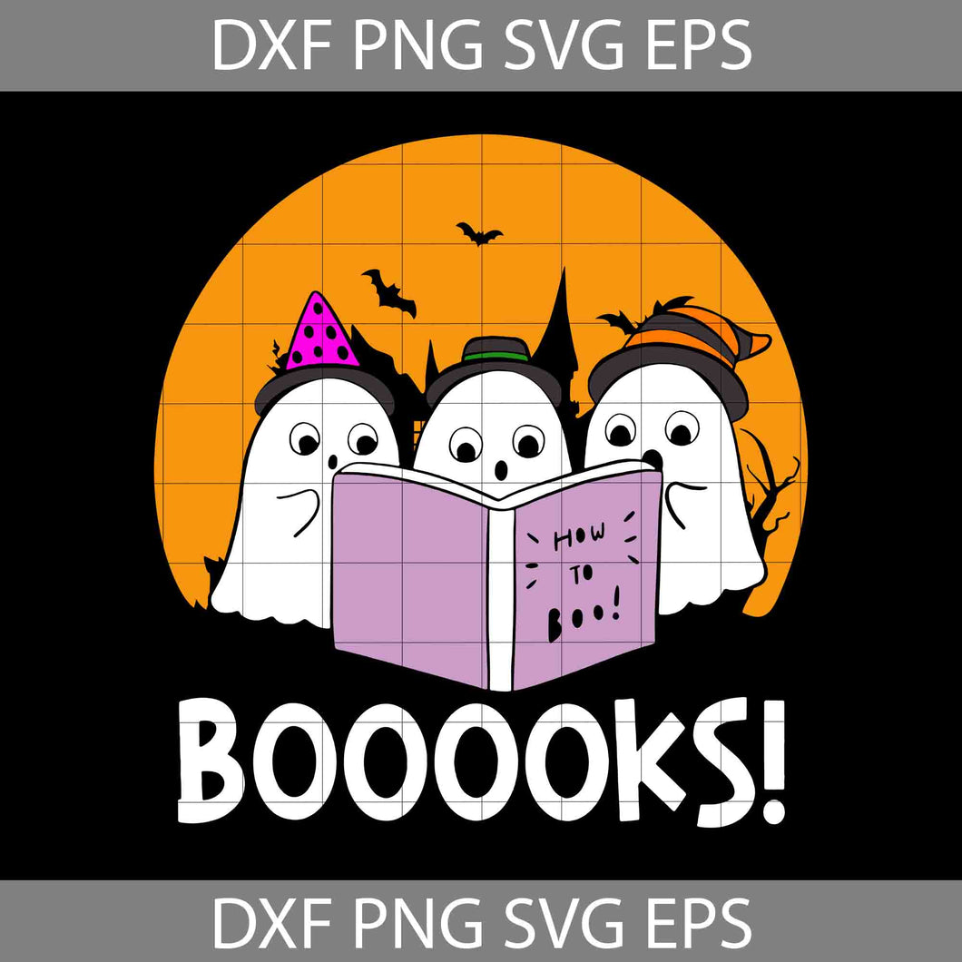 Ghost Reading Books SVG, Halloween Booooks SVG, Halloween Ghost Reading Svg, Halloween Svg, Cricut File, Clipart, Svg, Png, Eps, Dxf