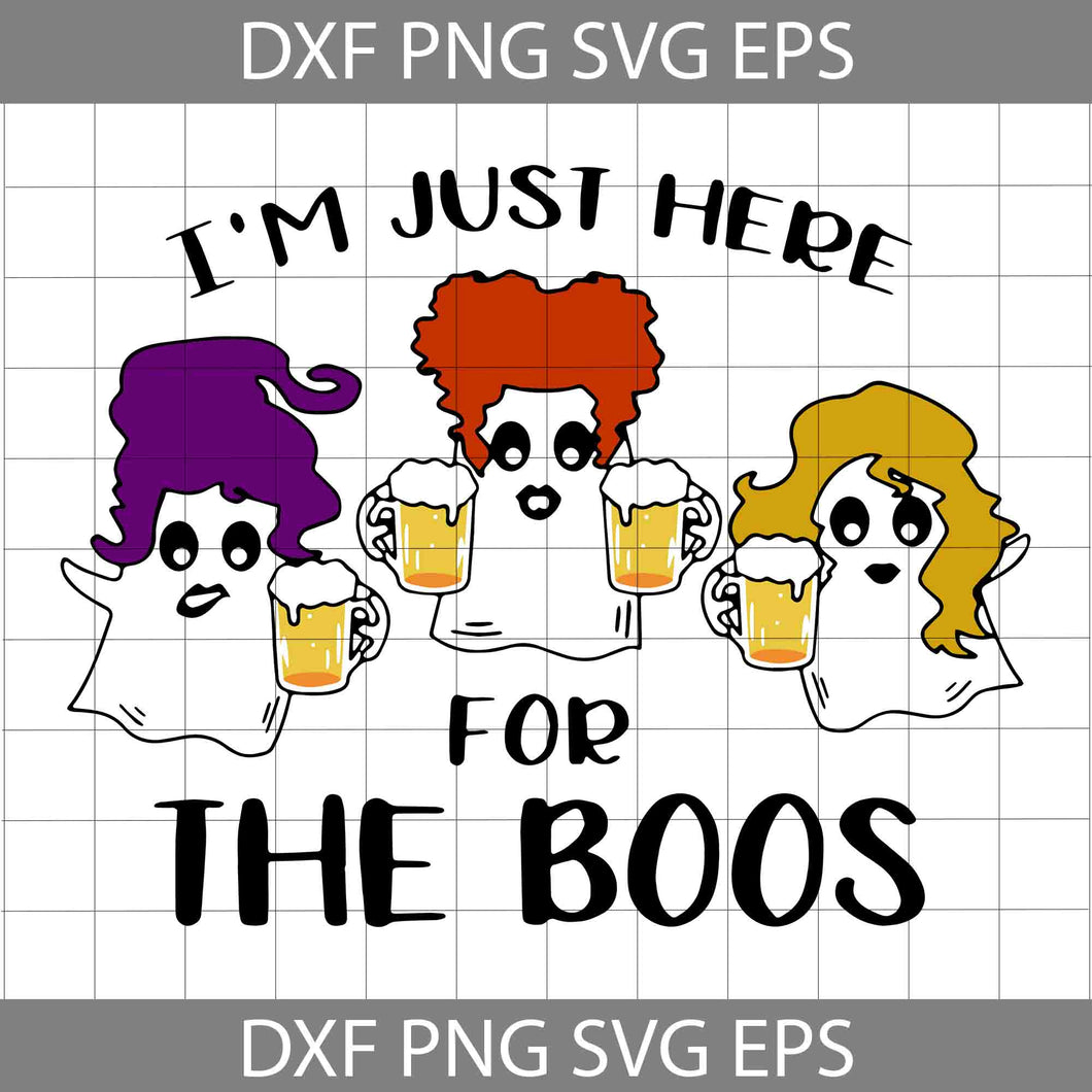 I’m Just Here For The Boos SVG, Halloween Hocus Pocus Drinking Beer Svg, Halloween Svg, Cricut File, Clipart, Svg, Png, Eps, Dxf