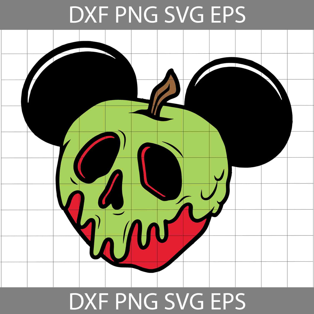 Poison Apple Ears SVG, Evil Queen SVG, Skull Apple Svg, Halloween Svg, Cricut File, Clipart, Svg, Png, Eps, Dxf