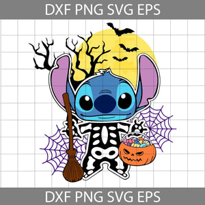 Stitch Skeleton Svg, Pumpkin Svg, Trick Or Treat Svg, Halloween Svg, Cricut File, Clipart, Svg, Png, Eps, Dxf