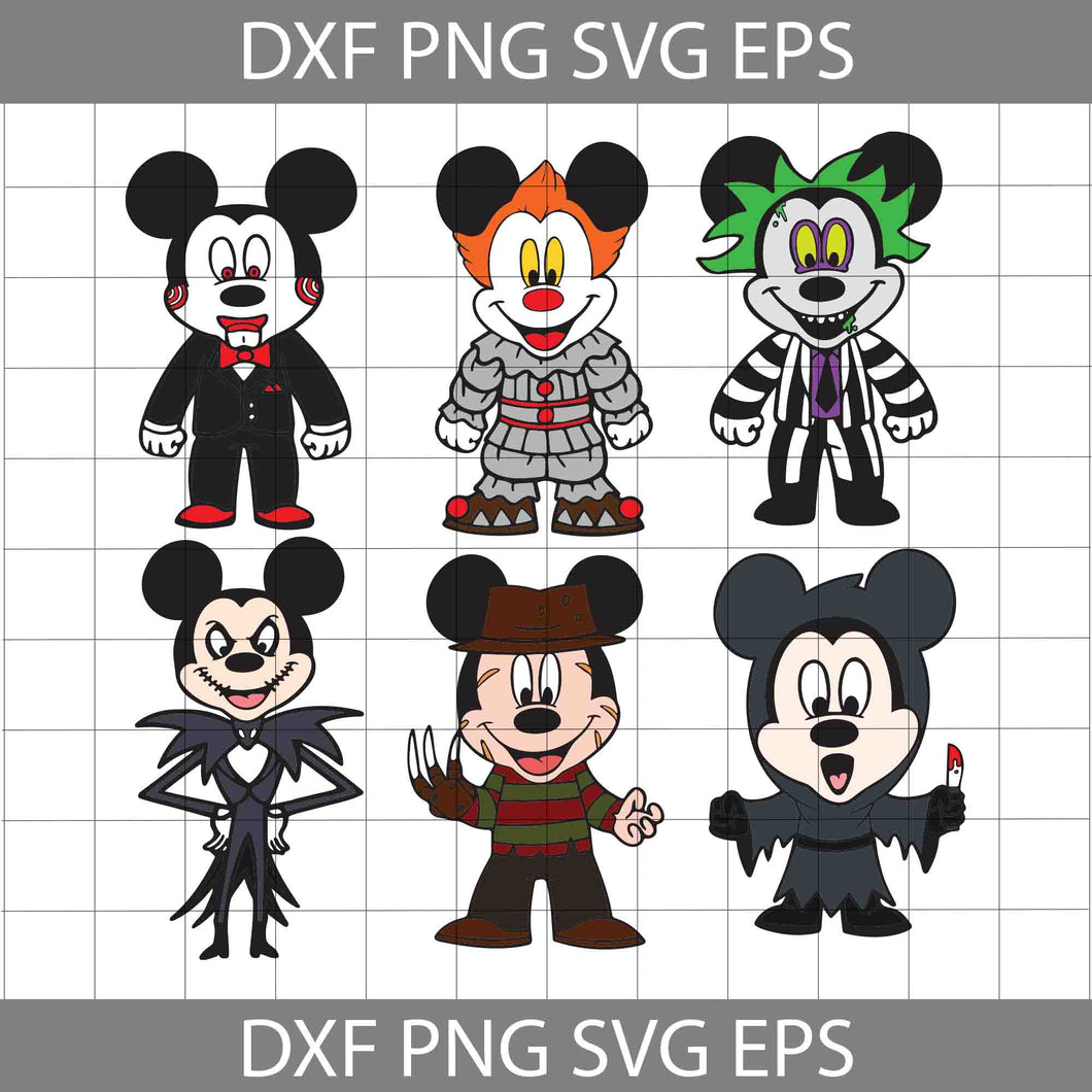 Mickey Mouse Halloween Svg, killers Svg,  Bundle, Halloween Svg, Cricut File, Clipart, Svg, Png, Eps, Dxf