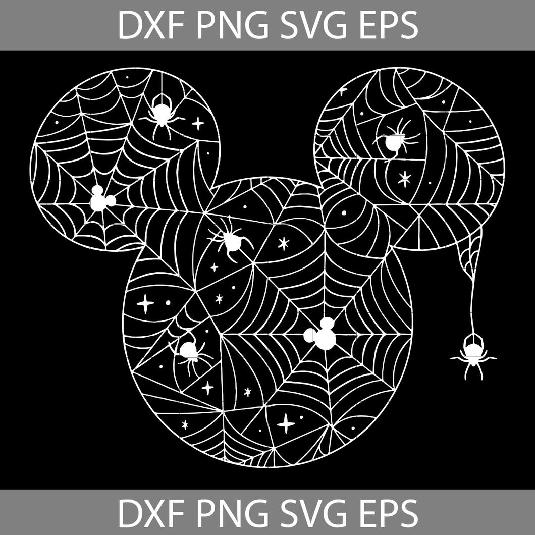 Halloween Mickey Spider Web Ears SVG, Mickey Mouse Halloween Svg, Halloween Svg, Cricut File, Clipart, Svg, Png, Eps, Dxf