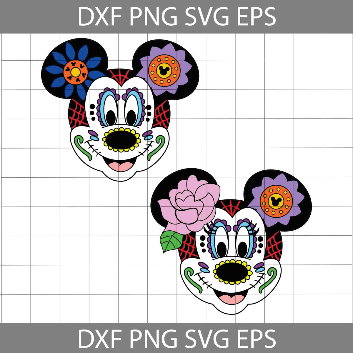 Mouse Sugar skulls Svg, Bundle, Halloween Svg, Cricut File, Clipart ...