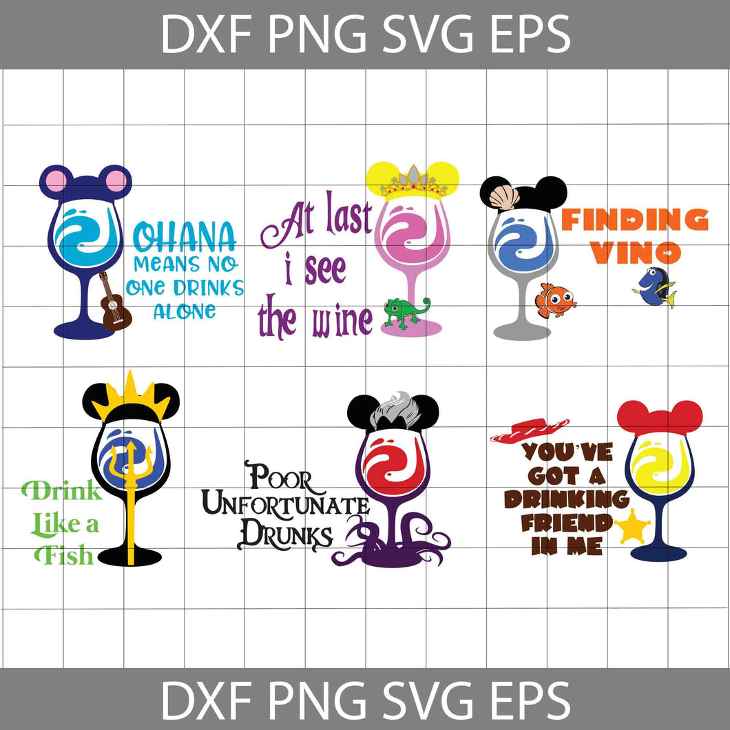 Wine Svg, Toy Story Svg, Finding Nemo Svg, Stitch Svg, Rapunzel Svg, Ursula Svg, Bundle, Wine Svg, Drinking svg, Cricut File, Clipart, Svg, Png, Eps, Dxf