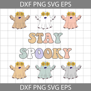 Groovy Stay Spooky Ghosts Svg, Halloween Hippie Stay Spooky Svg, Halloween Svg, Cricut File, Clipart, Svg, Png, Eps, Dxf