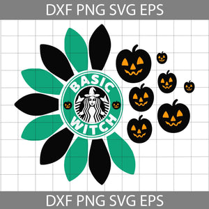 Basic Witch Pumpkin Svg, Sunflower Svg, Halloween Svg, Cricut File, Clipart, Svg, Png, Eps, Dxf