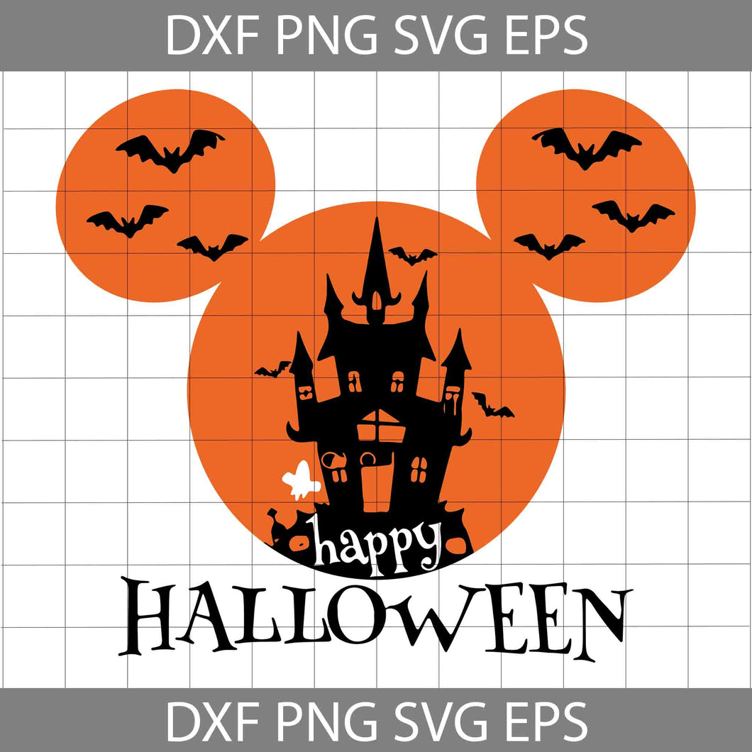 Happy Halloween Mickey Castle Ears Svg, Mickey Svg, Halloween Svg, Cricut File, Clipart, Svg, Png, Eps, Dxf